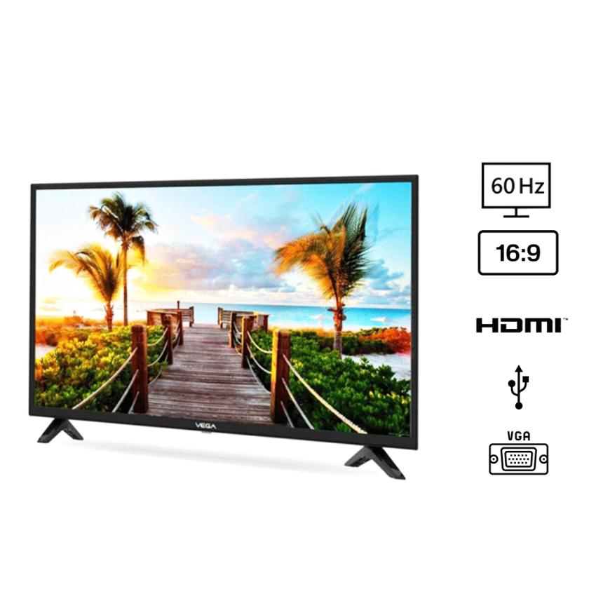 TV VEGA  LED 32" Noir HD Avec Récepteur intégré