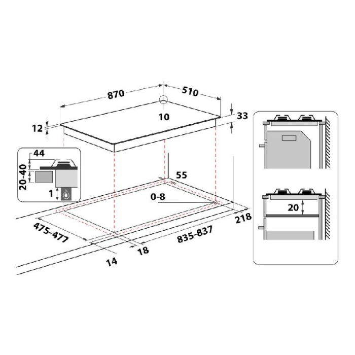 Plaque de Cuisson Encastrable ARISTON PHN-961-TS-IX-A 6 Feux 90cm - Inox